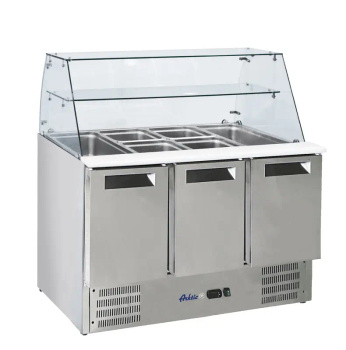 Table réfrigérée à salades avec superstructure vitrée, 3 portes, acier inoxydable, 136,5x70x127 cm | ARKTIC 236192