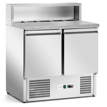 Table réfrigérée 2-portes pour pizza 257 L, avec superstructure | FORGAST FG07202
