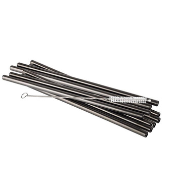 Ensemble de pailles à boire en acier inoxydable, 10 pièces, couleur noire | APS 93384