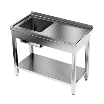 Table inox avec évier 1 bac et étagère 160x60x85 cm | FORGAST