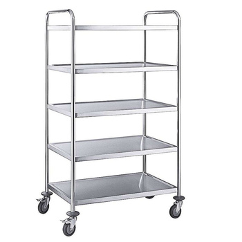 Chariot de service à 5 étagères, acier inoxydable, 83x51x154 cm | CONTACTO 7004/005