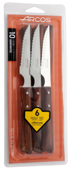 Ensemble de 6 couteaux à steak, FOREST - long. 22 cm, hêtre | ARCOS 372000