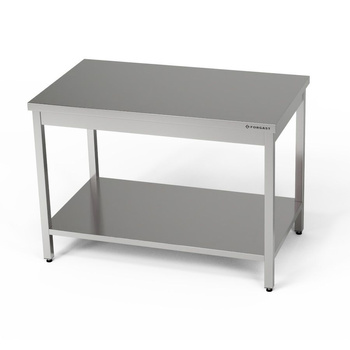 Table de travail centrale en acier inoxydable avec étagère 40x80x85 cm | FORGAST