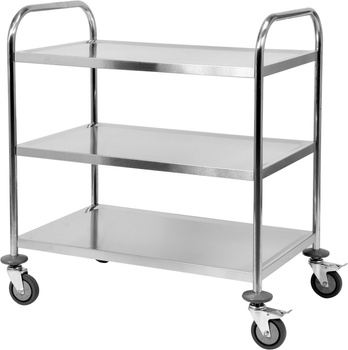 Chariot de service en acier inoxydable à 3 étagères, pliable | YATO YG-09091