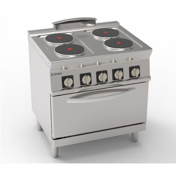 Cuisinière professionnelle électrique 4 plaques avec four GN1/1 | TECNOINOX 716084