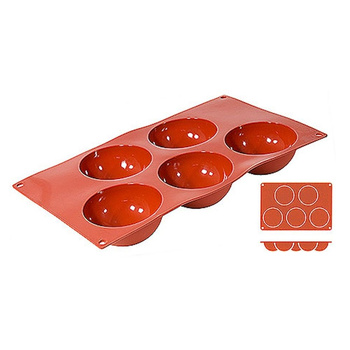 Moule de cuisson en silicone demi-sphères, 5 cavités de 8 cm de diamètre | CONTACTO 6630/085