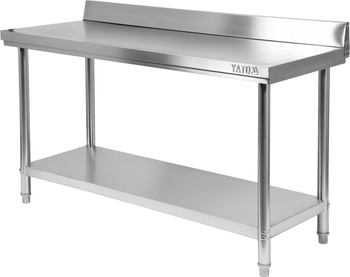 Table de travail en acier inoxydable avec étagère 140x60x85 cm | YATO YG-09023