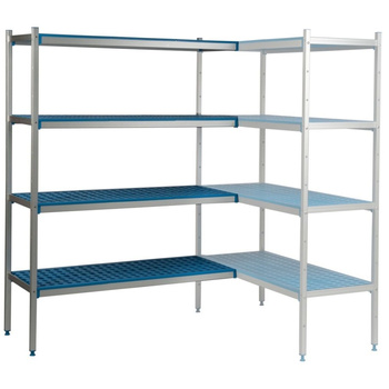 Étagère d’angle à 4 tablettes prof. 50 cm 1PD-54+4P-155+8UM | ALUSHELF 50325