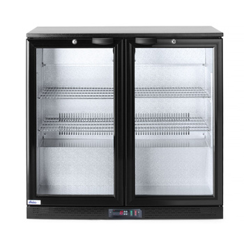 Réfrigérateur de bar pour boissons 228 l, aluminium, noir, 2-10°C | HENDI 235829