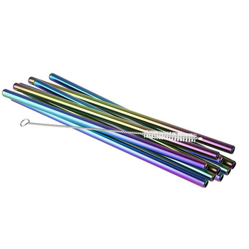 Ensemble de pailles à boire en acier inoxydable, 10 pièces, multicolore | APS 93385