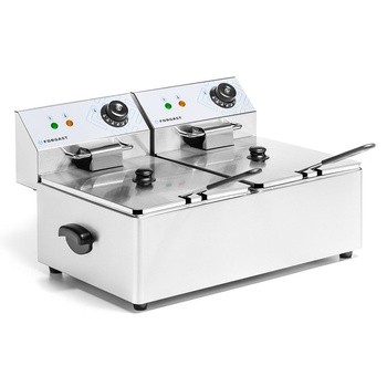 Friteuse électrique, 2 cuves, 2x6 L, 2x3 kW, 230 V | FORGAST FG09026