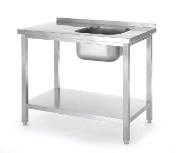 Table avec évier 1 bac et étagère, 100x60x85 cm | HENDI 817025