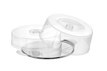 Plateau pour gâteaux et tartes avec deux couvercles, 30x10 cm, acier inoxydable, avec couvercle | APS 652