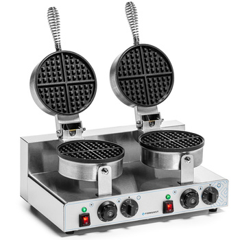 Gaufrier électrique double pour gaufres belges, diam. 18,5 cm, 4 kW, 230 V | FORGAST FG09721