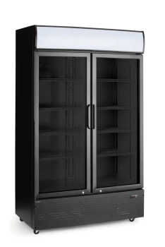 Réfrigérateur à boissons 2-portes avec panneau rétroéclairé, 512 l, acier noir, dégivrage automatique | ARKTIC 236949