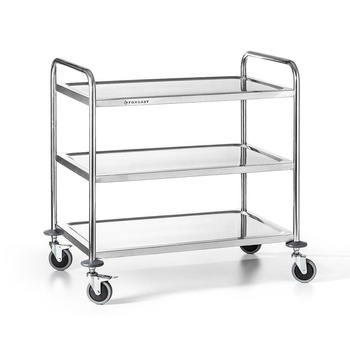 Chariot de service en acier inoxydable à 3 étagères pliable | FORGAST FG01003