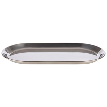 Plateau KAFFEEHAUS ovale à angle droit, poli, mat, en acier inoxydable, 30x15,5x1,5 cm | APS 30149