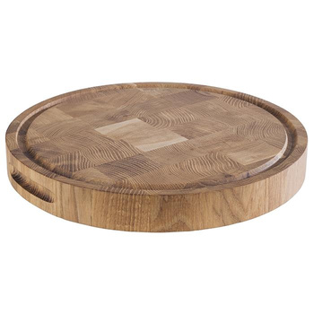 Planche de service OKLA, ronde, en bois de chêne, marron, 33x4,5 cm | APS 805