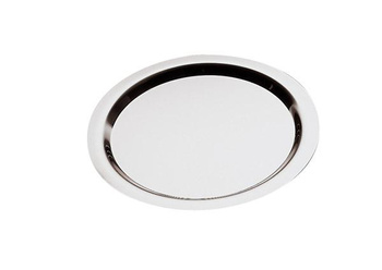 Plateau FINESSE ovale, à bord lisse, en acier inoxydable, 38x38x2 cm | APS 1338