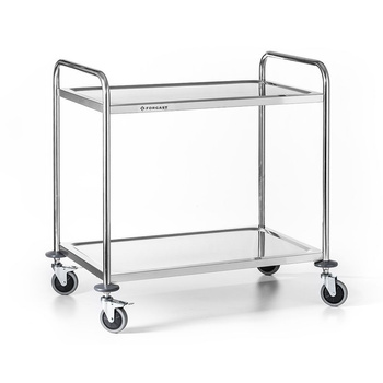 Chariot de service en acier inoxydable à 2 étagères pliable | FORGAST FG01002