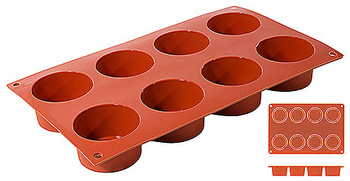 Moule à ramequins en silicone, 8 cavités, 6x3,5 cm | CONTACTO 6636/068