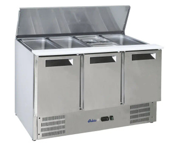 Table réfrigéré pour salades 3-portes, 368 l, acier inoxydable, 136,5x70x86 cm | ARKTIC 236178
