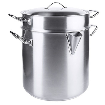 Casserole en acier double avec couvercle, 5 l, 24 cm | CONTACTO 2129/240