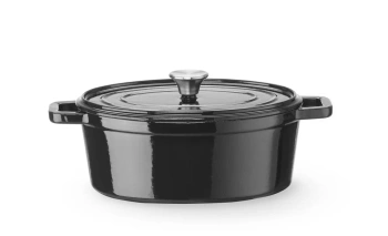 Cocotte en fonte émaillée, 4,4 L noire, 36,5x29x(H)11,5 cm, ovale | HENDI 626887