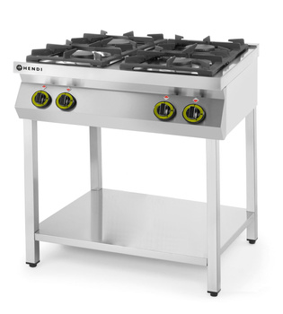 Cuisinière à gaz 4 feux, 2×3,5 kW, 2×6 kW, 19 kW | HENDI 227589