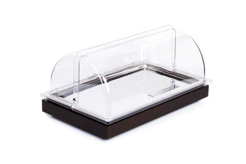 Plateau réfrigérant GN 1/1, acier inoxydable et bois, avec couvercle couleur marron | APS 14941