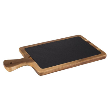 Planche de service avec plateau en ardoise, marron, 34x18x2 cm | APS 810
