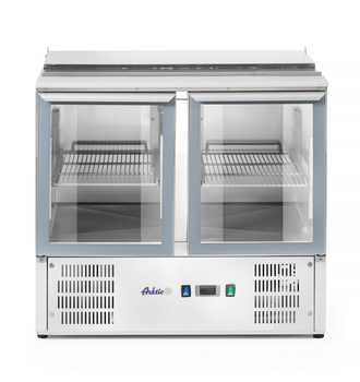 Table réfrigérée à salades 2-portes avec couvercle rabattable, 247 l, 90x70x86 cm, 145 W | HENDI 236246