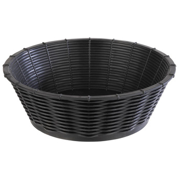Corbeille à pain ou à fruits, WICKER LOOK, ronde, noire, 20x6,5 cm | APS 40214