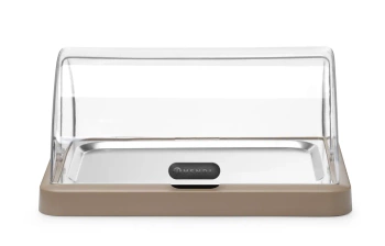 Vitrine réfrigérée simple roll-top Duo UNIQ conçue par Robert Bronwasser, beige, 46x35x22 cm | HENDI 871942