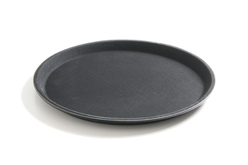 Plateau de service antidérapant noir ø 50 cm | HENDI 508787