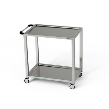 Chariot de service en acier inoxydable à 2 étagères 90x60x85 cm | FORGAST