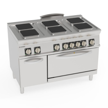 Cuisinière électrique professionnelle 6 plaques carrées avec four GN 2/1 | TECNOINOX 716192
