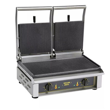 Grill de contact double, plaques rainurées, 2x2 kW, 53,5x24 cm | ROLLER GRILL MAJESTIC 230V