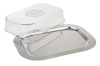 Plateau FINESSE en acier inoxydable avec couvercle en polystyrène, 42x31x8,5 cm | APS 13122