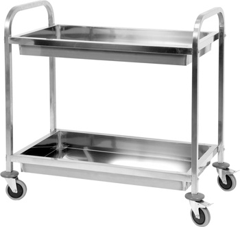 Chariot de service en acier inoxydable à 2 étagères profondes pliable | YATO YG-09099
