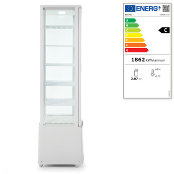 Vitrine réfrigérée 280 l, blanc, LED, 0,29 kW, 55,6x52,6x191,3 cm | ARKTIC 233696