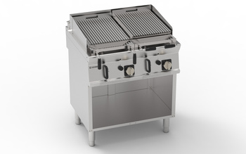 Gril à gaz à pierres de lave double sur bâti ouvert 2X 8 kW | TECNOINOX 713150