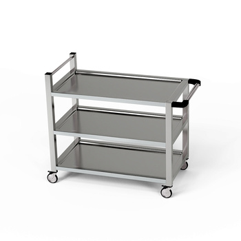 Chariot de service en acier inoxydable à 3 étagères 80x50x85 cm | FORGAST