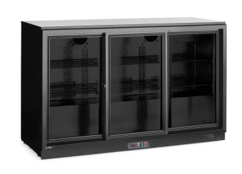 Réfrigérateur de bar pour boissons 3-portes, portes coulissantes, noir, acier laqué, 323 l | ARKTIC 236901