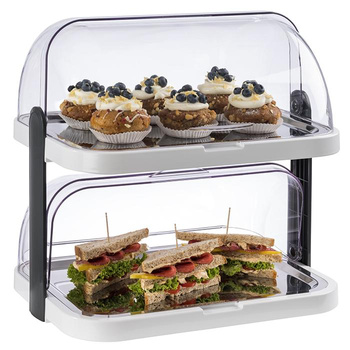 Vitrine de buffet à deux niveaux DOPPELDECKER avec insert réfrigérant, blanche, 44x32x44 cm | APS 9200