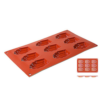 Moule à madeleines en silicone, 9 empreintes de 6,8 x 4,5 cm | CONTACTO 6637/069