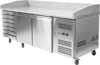 Table réfrigérée 2-portes pour pizza avec tiroirs | YATO YG-05310