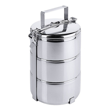 Récipient à déjeuner en acier, 2,7 l, diamètre 14 cm, 3 compartiments | CONTACTO 4014/143