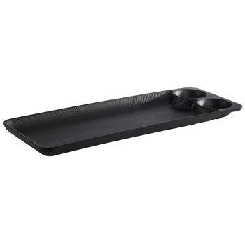 Plateau NERO avec coupelles pour dips, noir, 41,5x15x2,5 cm | APS 85097