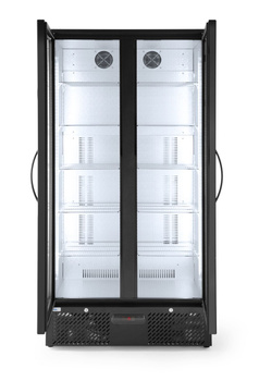 Réfrigérateur de bar pour boissons 2-portes 458 l, aluminium, noir, dégivrage automatique | ARKTIC 233931